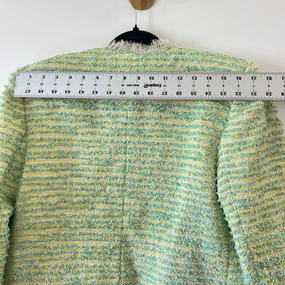 Lagence Green Gold Metallic Fringe Angelina Tweed Blazer Jacket Womens 6 - Picture 11 of 14